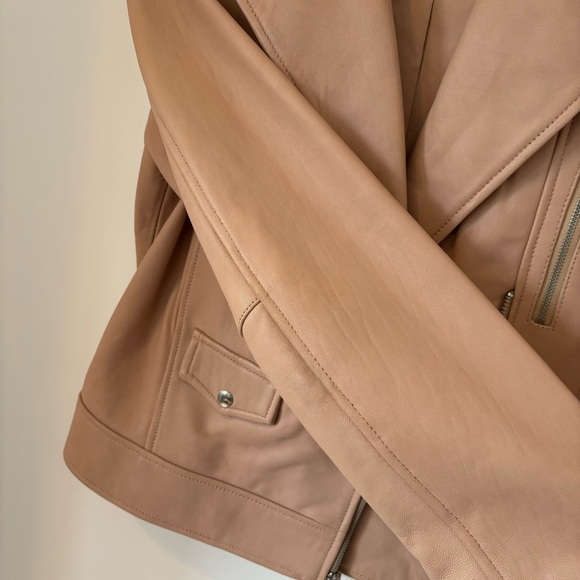 Cole Haan Pastel Pink Leather Moto Jacket - Picture 16 of 16